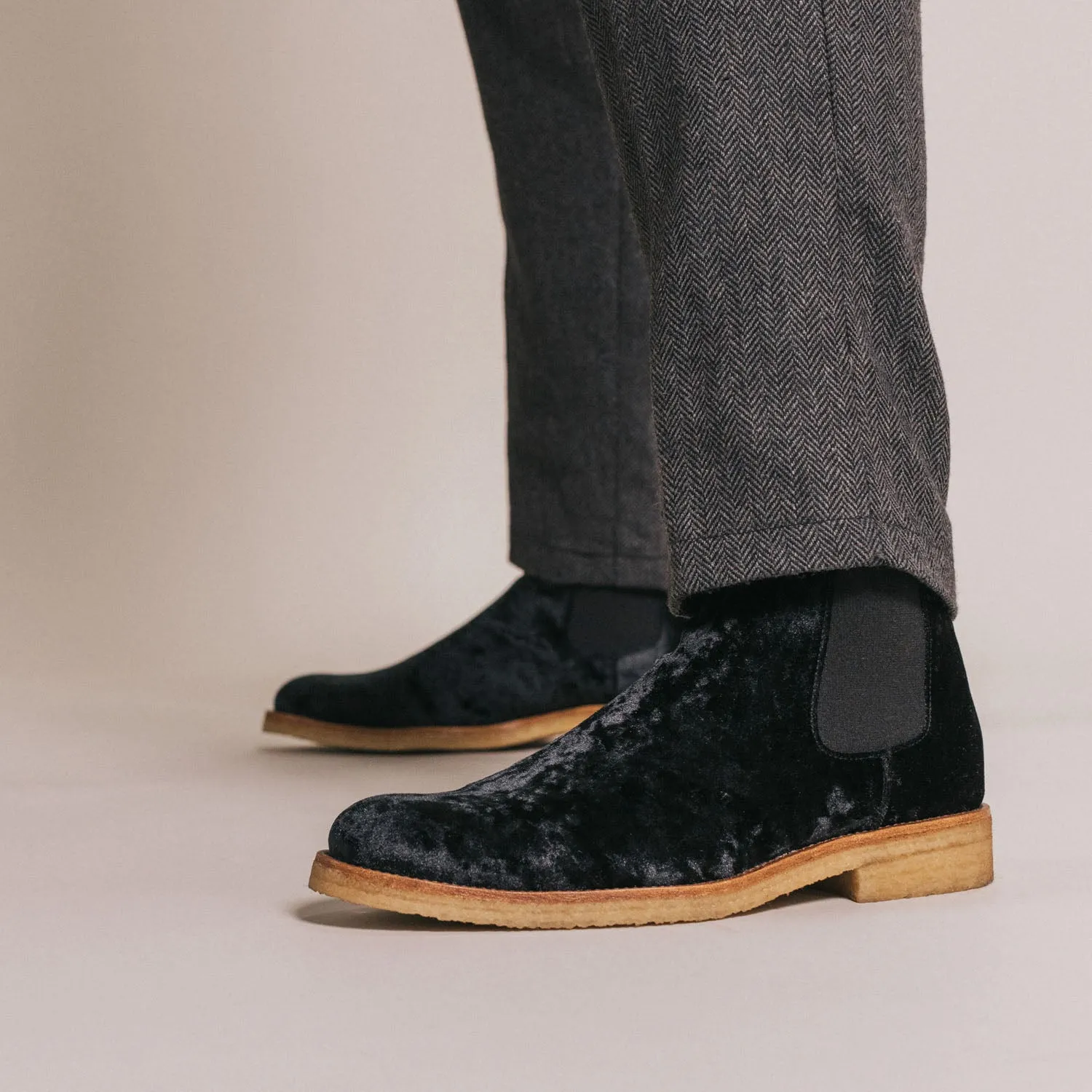 The Jude Boot in Black Velour