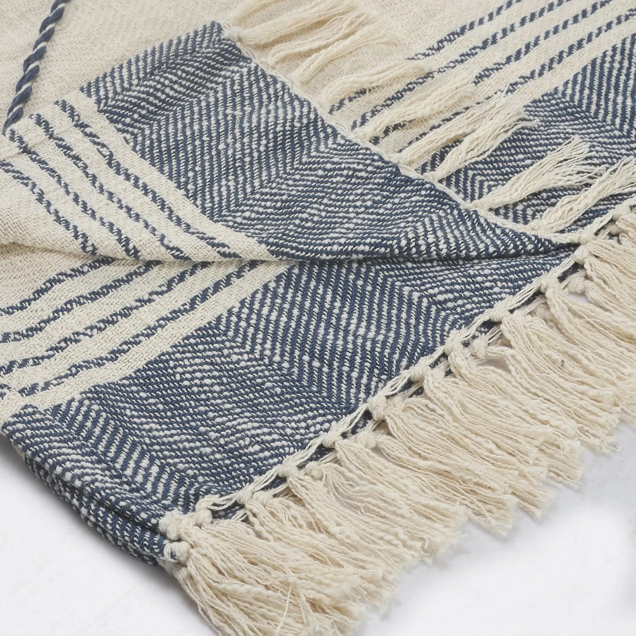 Throws Lr80187 Blue/White Throw Blanket