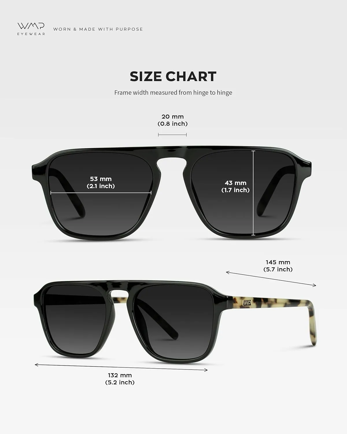 WearMe Pro Polarized Modern Aviator One-Bridge Square Mens Sunglasses