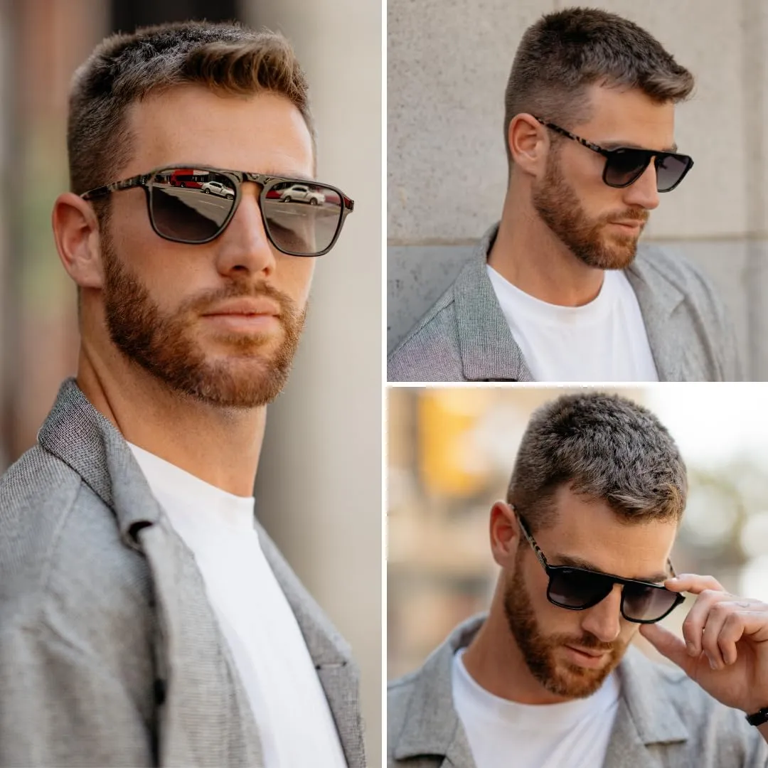 WearMe Pro Polarized Modern Aviator One-Bridge Square Mens Sunglasses