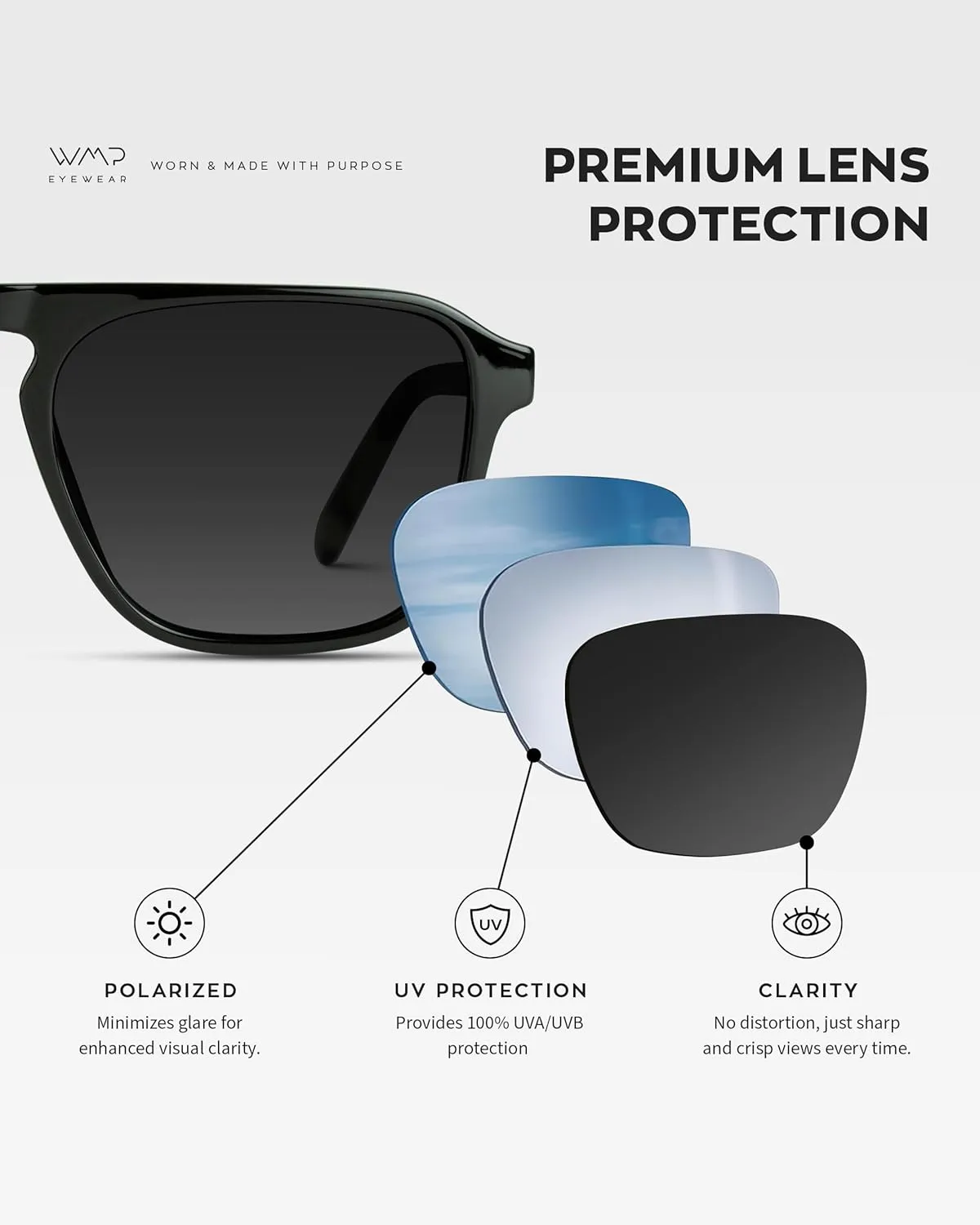 WearMe Pro Polarized Modern Aviator One-Bridge Square Mens Sunglasses