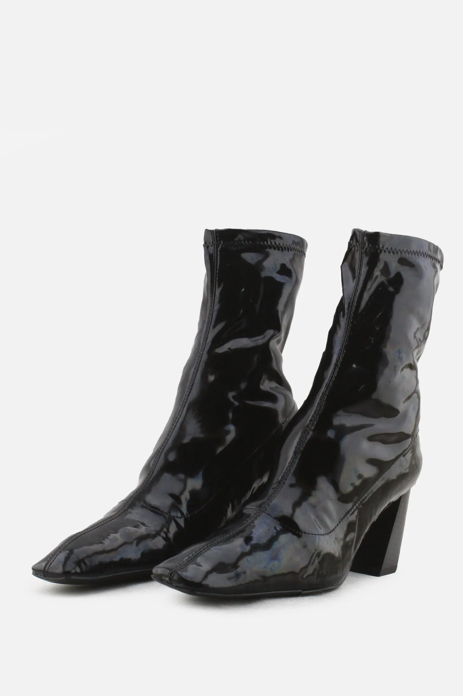 Zara Block Heels Ankle Boots | 100% Synthetic Leather