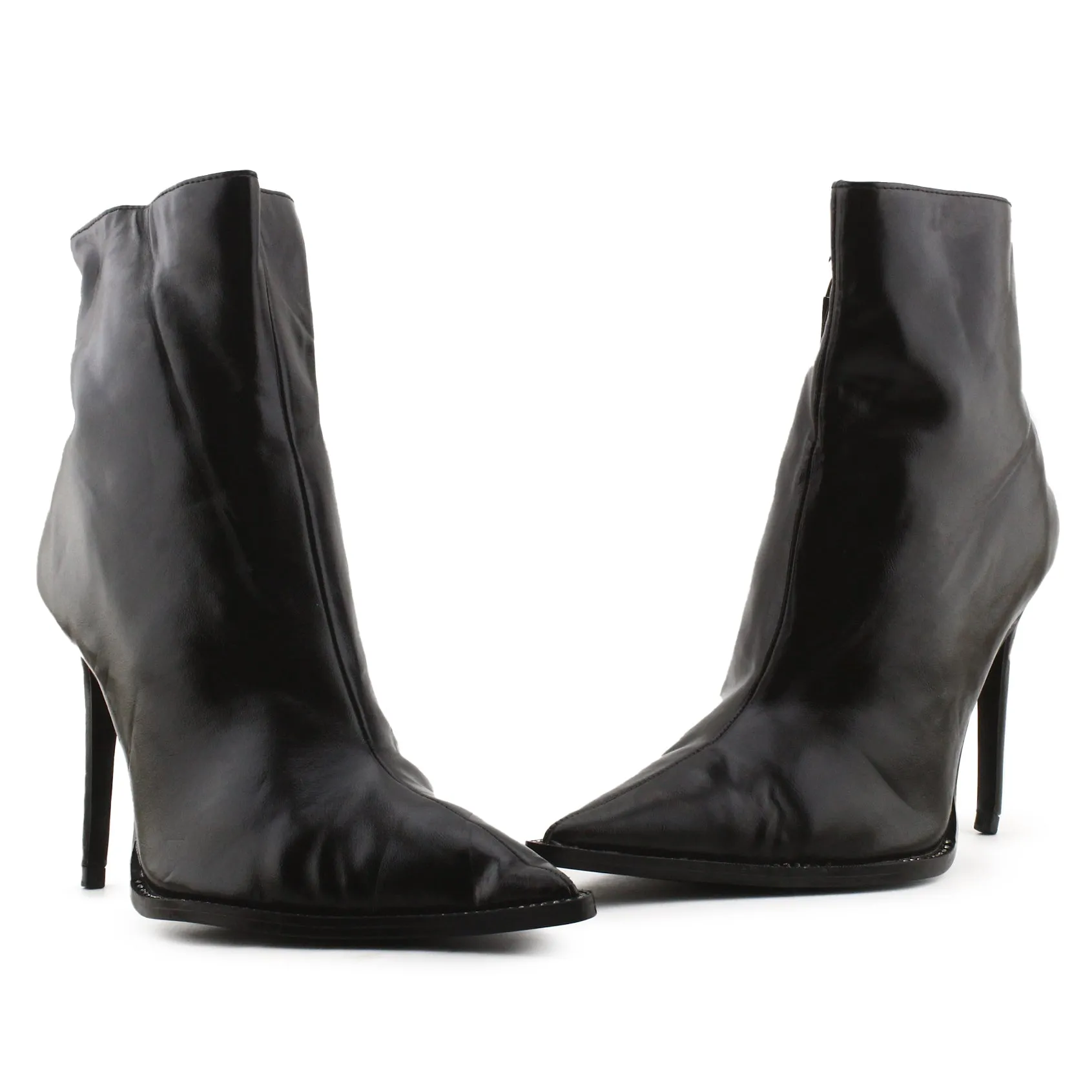 Zara Stilettos Heels Zipper Ankle Boots | 100% Authentic Leather
