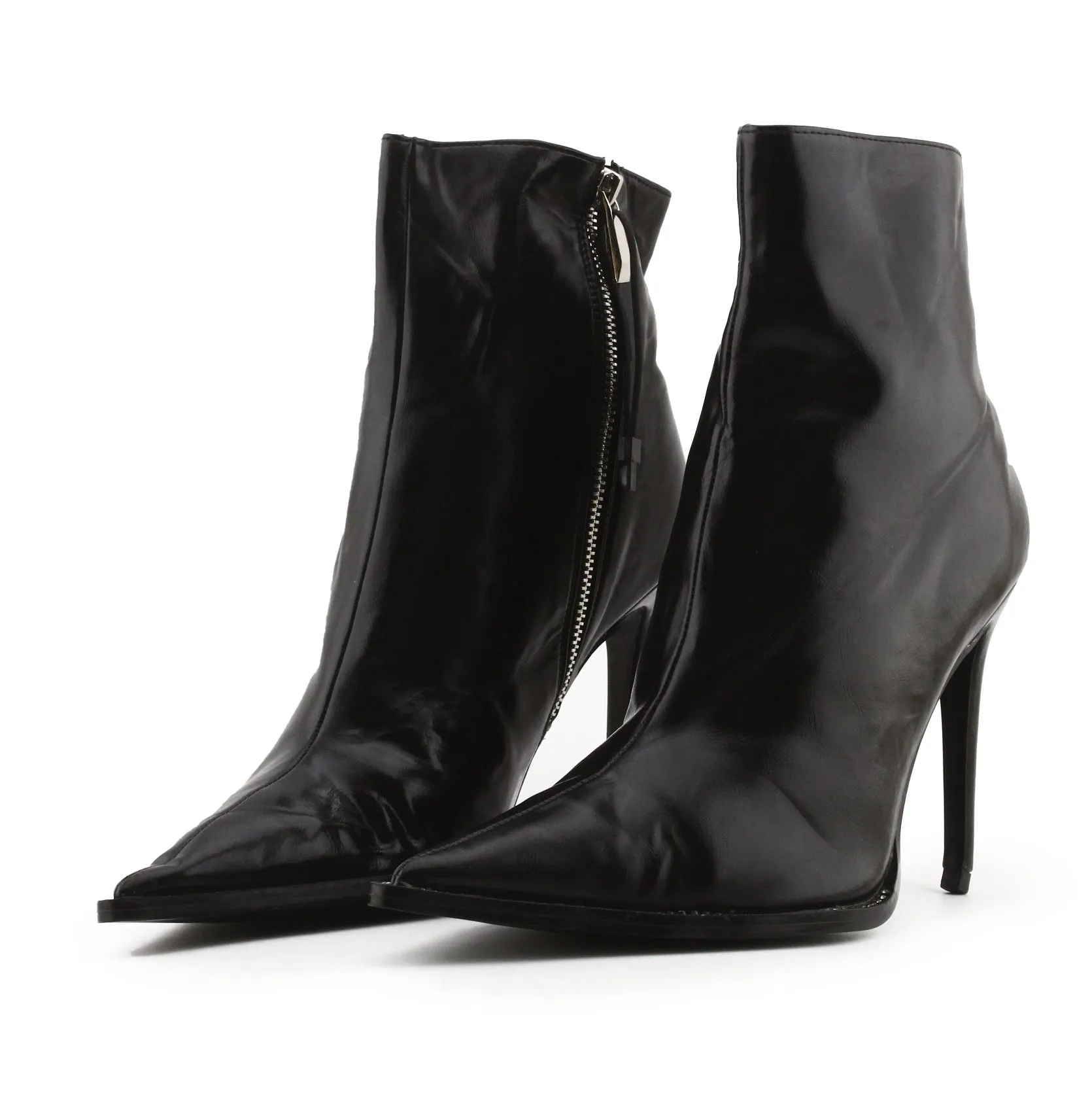 Zara Stilettos Heels Zipper Ankle Boots | 100% Authentic Leather